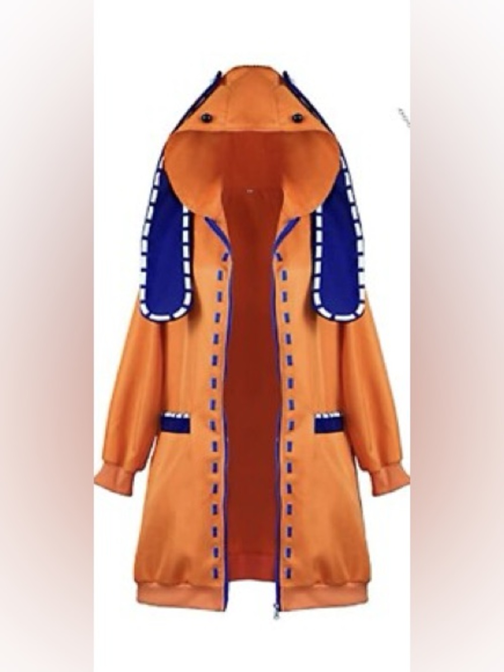 Kidukso Runa Yomozugi Orange Zip-up Hoodie Jacket with Long Bunny Ears Cosplay